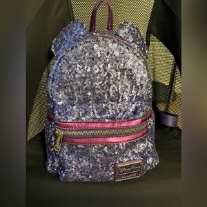 Disney Parks Loungefly Purple Potion Sequined Mini Backpack - Used.